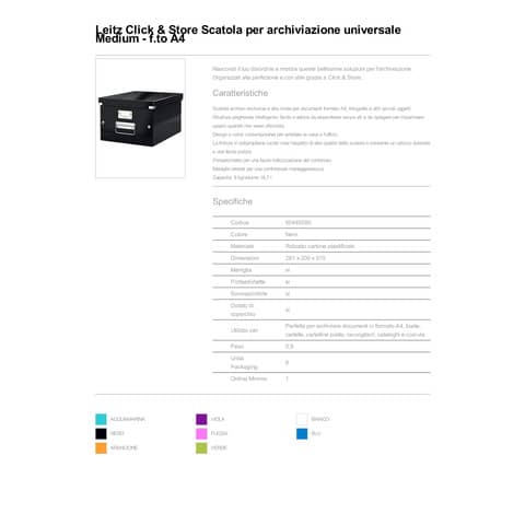 Scatola per archiviazione universale ''M'' Leitz CLICK & STORE nero 28,1x20x37 cm - 60440095